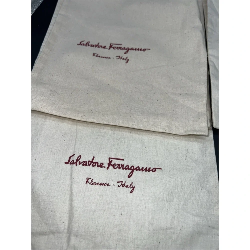 4 Salvatore Ferragamo Shoe Dust Bag Italy Cotton Linen Drawstring 15x8